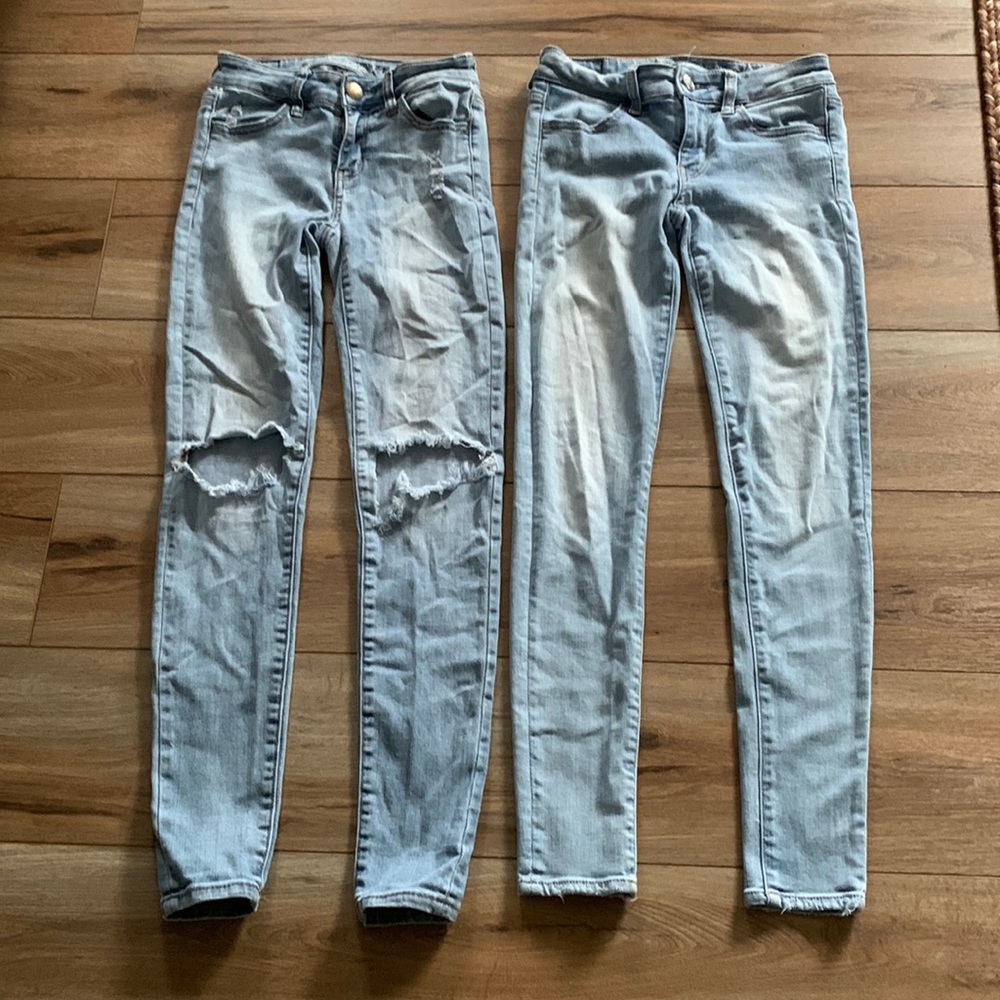 American Eagle sz 0 two pair bundle jegging jeans euc